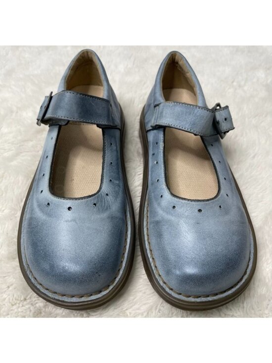 Dr. Martens Shoes - Rare Vintage Dr. Martens 8A57 Mary Janes Blue Distressed Leather Made in Portuga